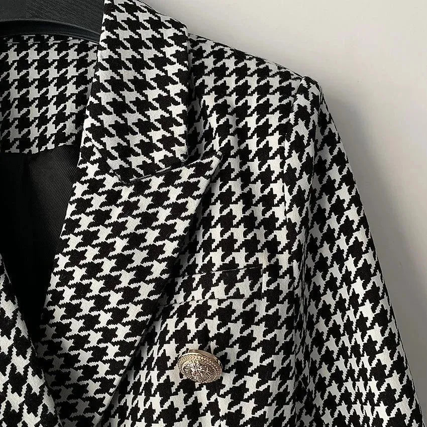 Drune | Hahnentritt Blazer Damen - Lässig - Karierter
