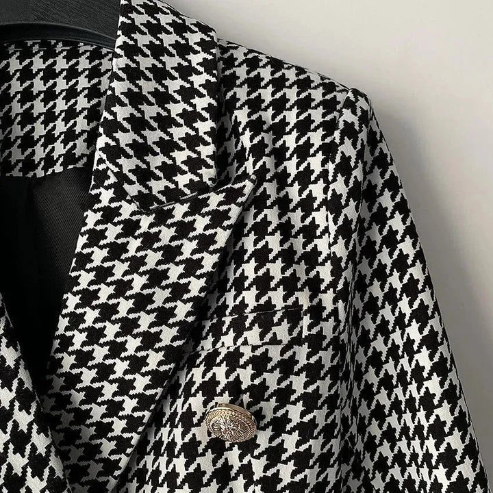 Drune | Hahnentritt Blazer Damen - Lässig - Karierter