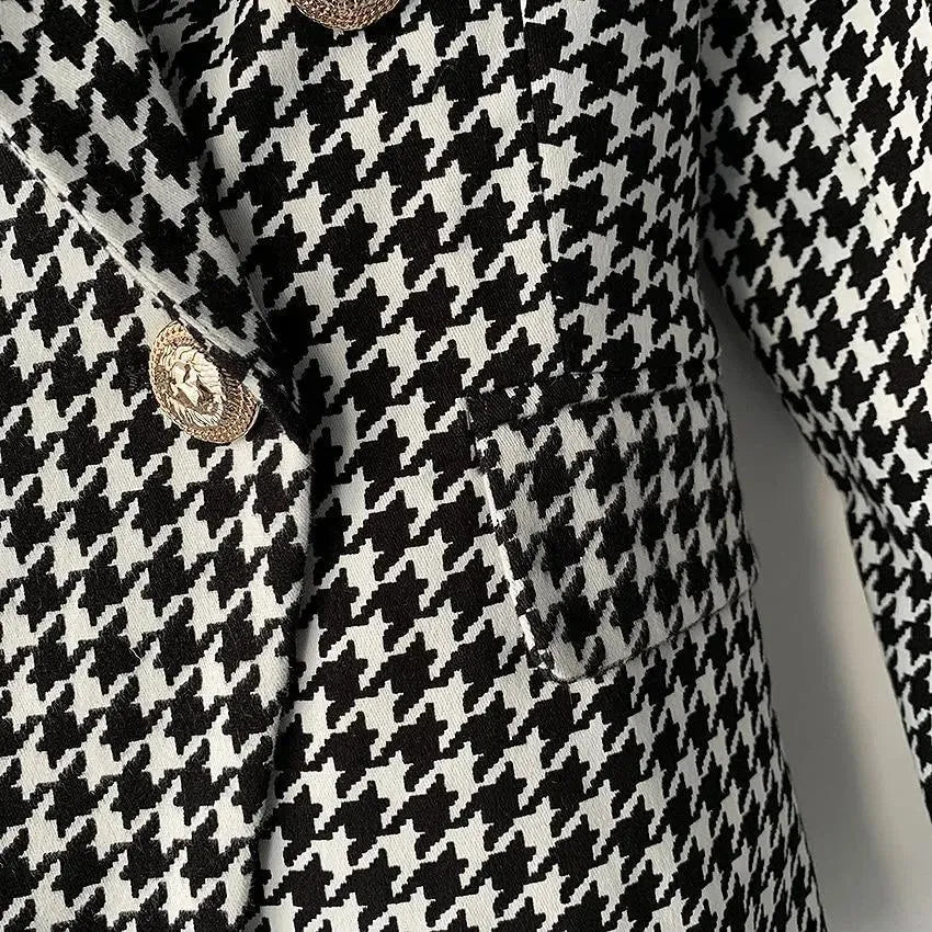 Drune | Hahnentritt Blazer Damen - Lässig - Karierter