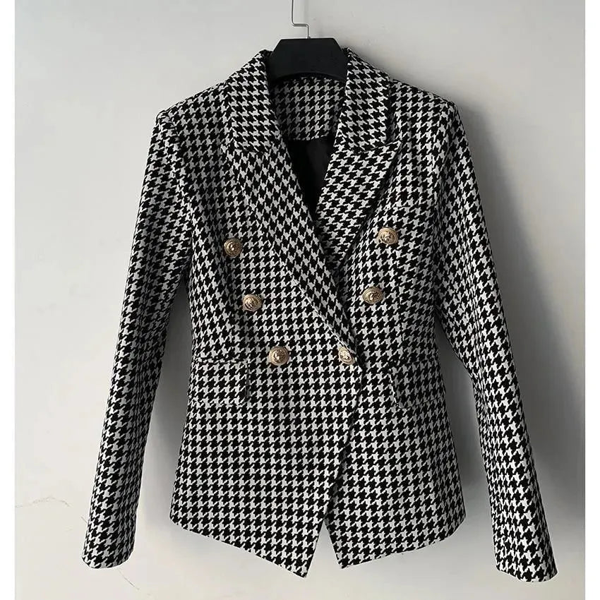 Drune | Hahnentritt Blazer Damen - Lässig - Karierter