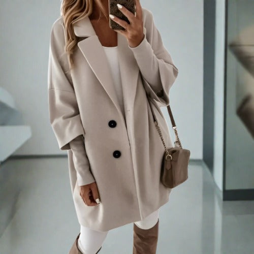 Drune - Damen schicker oversized Mantel in Elfenbein