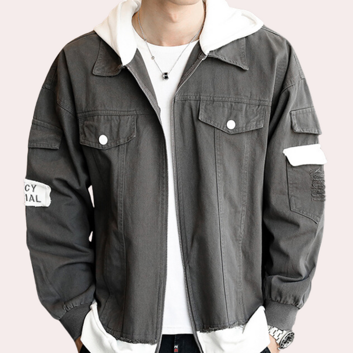 Drune | Bequemer Denim Kapuzenpullover