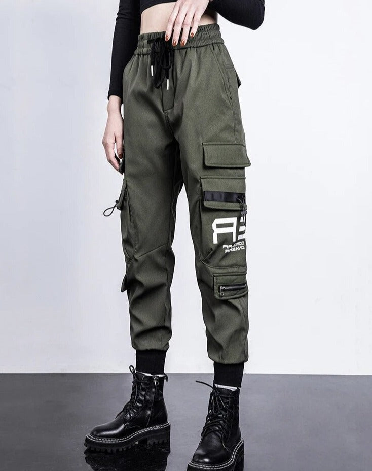 Drune | Hosen High-Waist Cargo-Hose mit Taschen