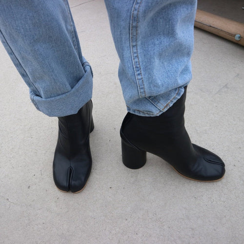 Drune | Damen Tabi Stiefeletten mit geteilter Zehe & Gummisohle