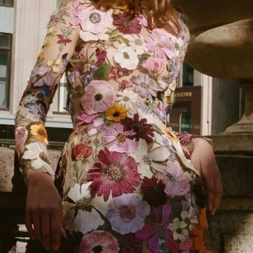 Drune | Minikleid Mit Floralen Applikationen Und Durchscheinender Optik