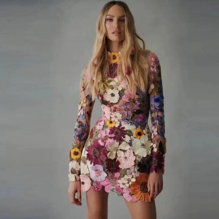Drune | Minikleid Mit Floralen Applikationen Und Durchscheinender Optik
