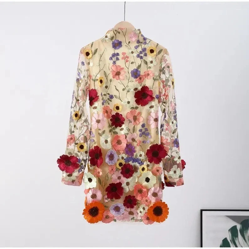 Drune | Minikleid Mit Floralen Applikationen Und Durchscheinender Optik