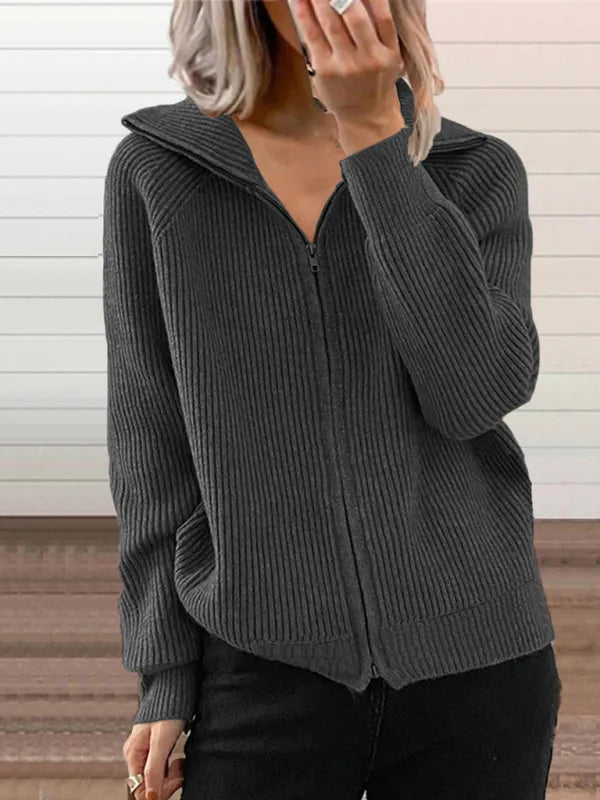 Drune | Rippstrick-cardigan mit Reißverschluss Weich und Stilvoll Perfekt Für Schichten