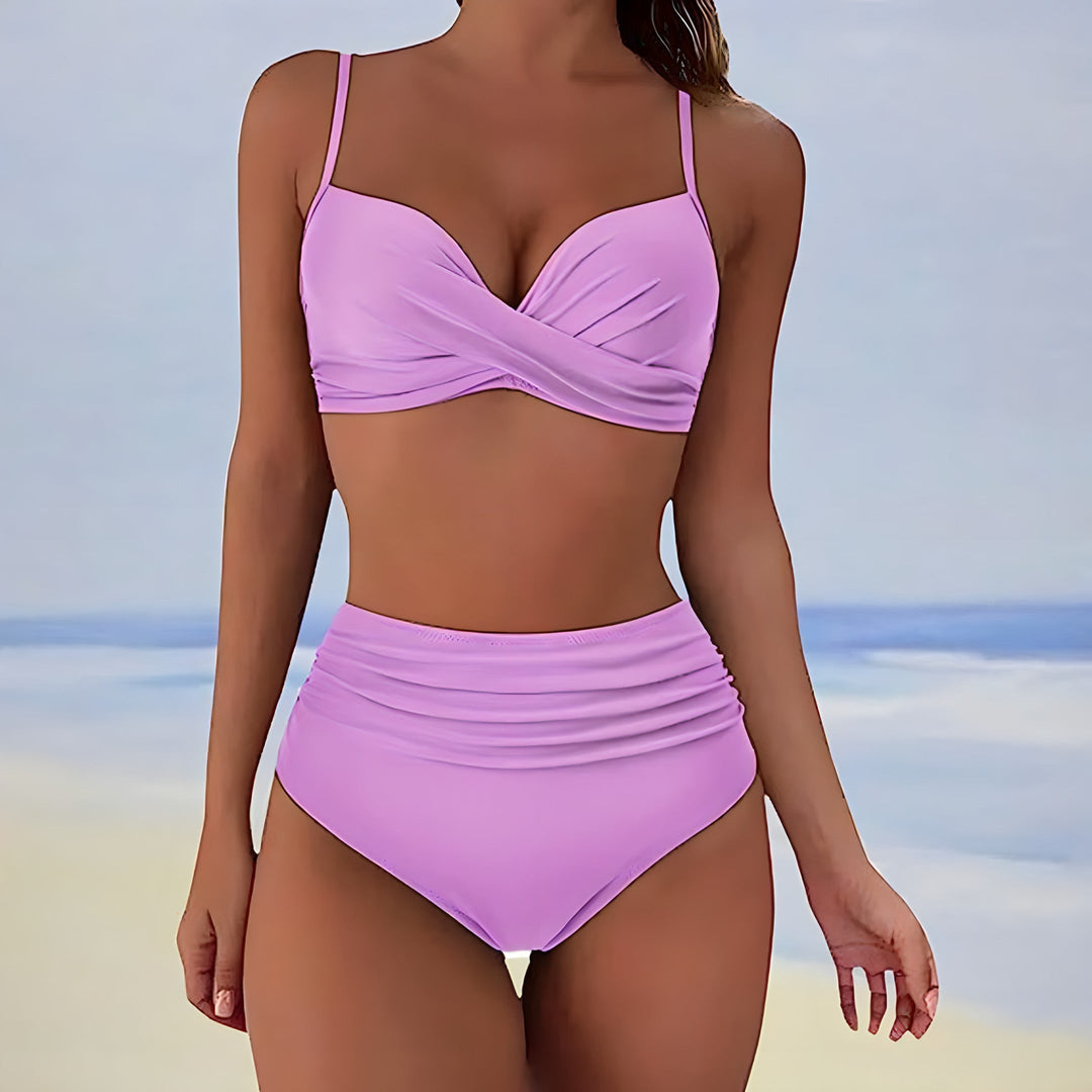 Drune | Damen Wickel Badeanzug Set Hoher Bund
