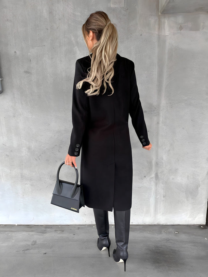 Drune | Mantel - Slim Fit - Wollmix - Doppelreiher - Lange Länge - Reverskragen