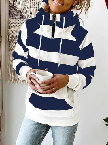 Drune | Gestreifter Hoodie mit Reißverschluss und Kordelzug