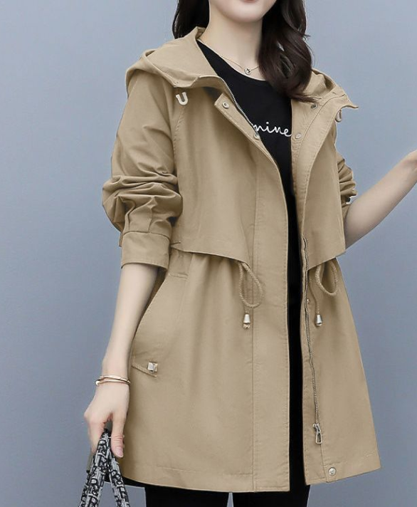 Drune | Langer Wasserdichter Trenchcoat für Damen Mit Kapuze