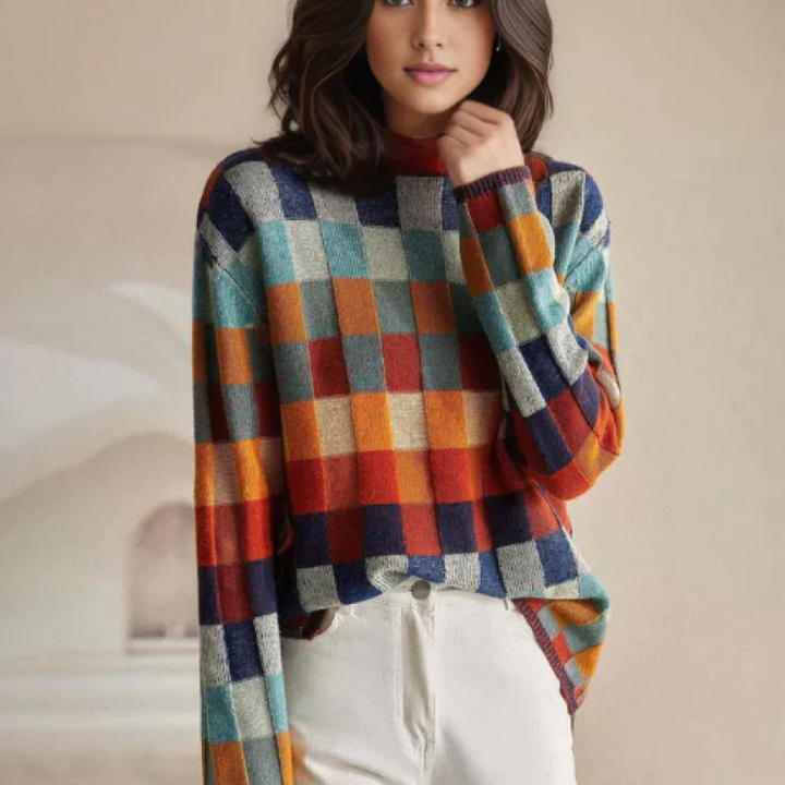 Drune | Oversized Karo Pullover Bequemes Acrylmaterial Gut Für Lässige Outfits
