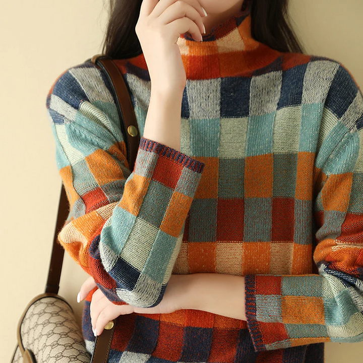Drune | Bunter Rollkragenpulli mit Patchwork-Muster
