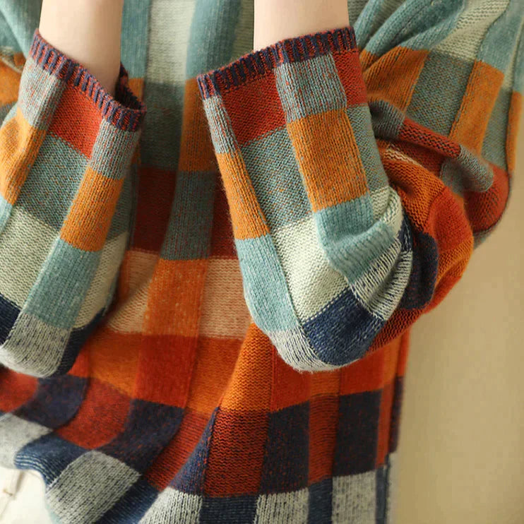 Drune | Hoher Kragen Schachbrettpullover