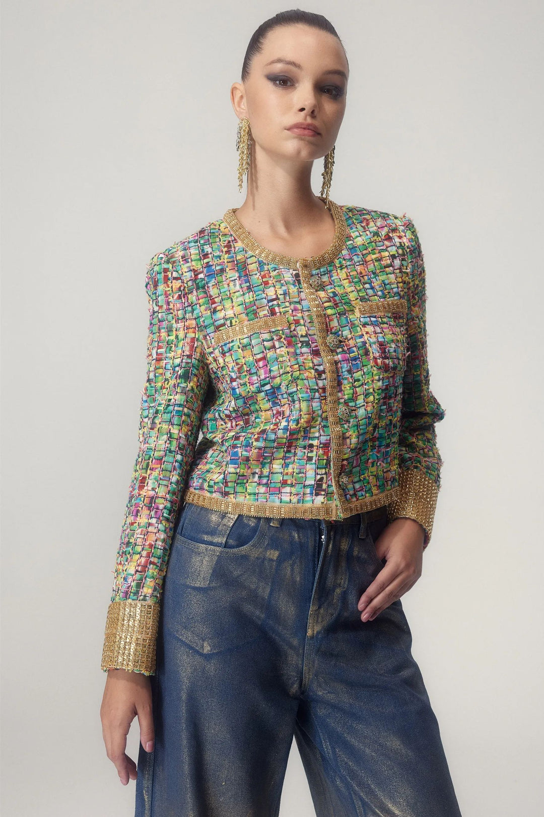 Drune | Bedruckte Perlenverzierte Jacke