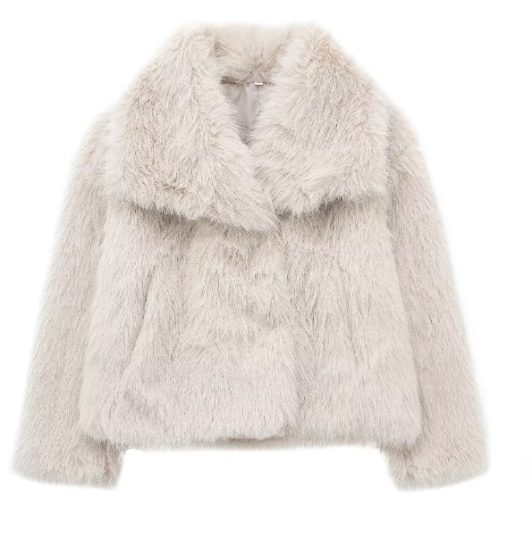 Drune | Damenpelzmantel - Beige - Luxus und warm