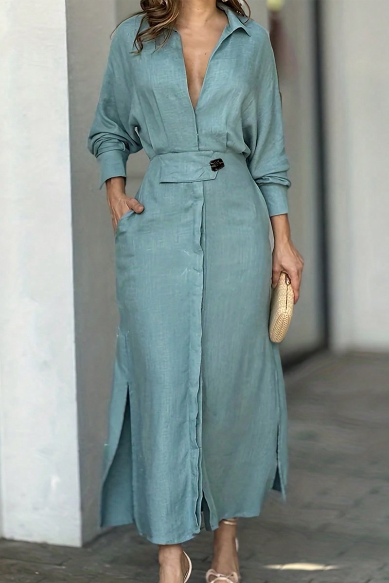 Drune | Klassisches Leinen-Maxi-Kleid