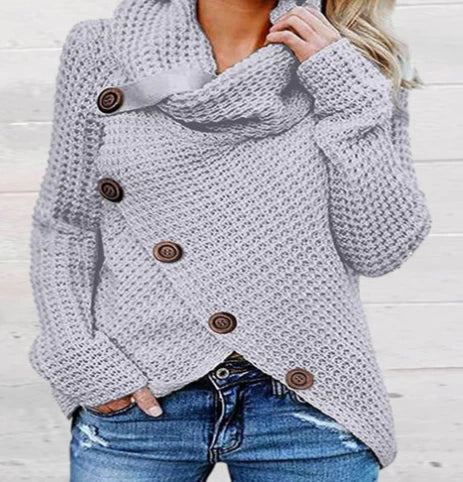 Drune | Gestrickte Wolle Lässige Passform Schalkragen Frontknöpfe