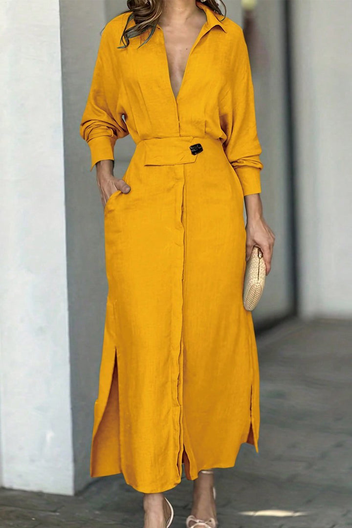 Drune | Klassisches Leinen-Maxi-Kleid