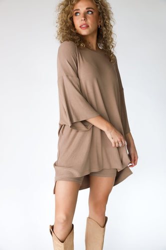 Drune | Damen Lounge Set mit Oversized T-Shirt und Biker-Shorts