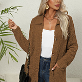 Drune Strickjacke | Lange Strickjacke aus weichem Teddybär mit Taschen