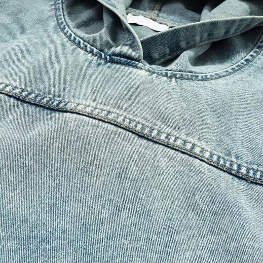 Drune | Washed-Denim-Jacke mit Kapuze