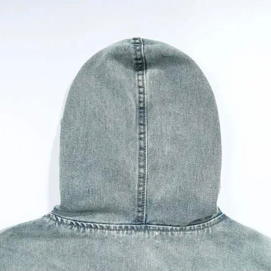 Drune | Washed-Denim-Jacke mit Kapuze