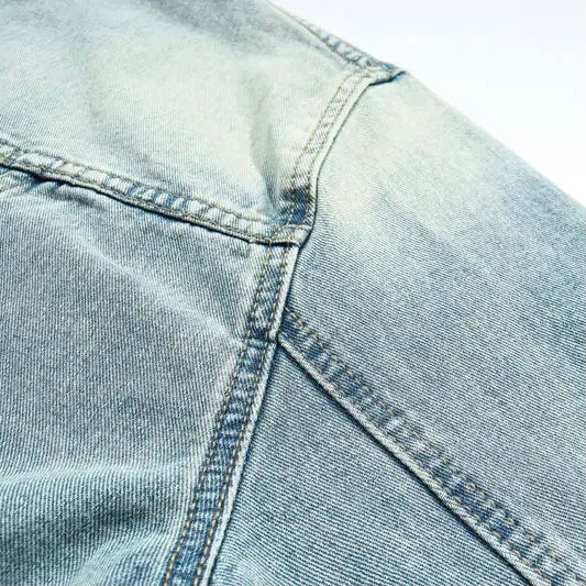 Drune | Washed-Denim-Jacke mit Kapuze