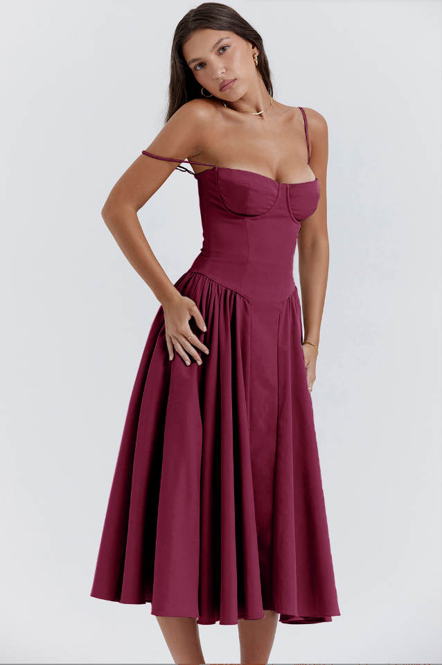 Drune | Ärmelloses Midikleid Mit Korsett Passform