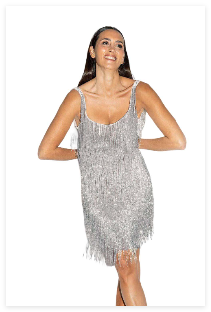 Paillettenkleid mit Fransen für Partys