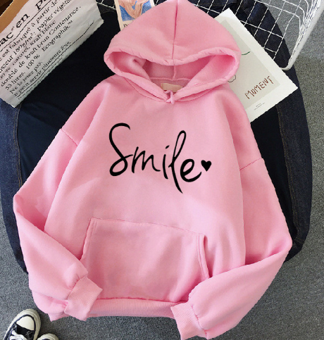 Drune | gemütlicher Smile Print Hoodie mit Kordelzug für Frauen
