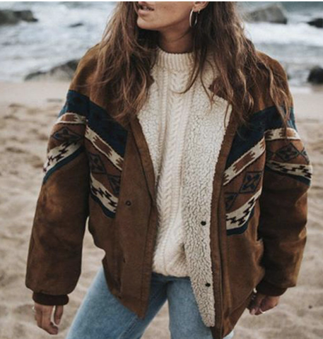 Drune | Boho-Wintermantel mit ethnischem Muster