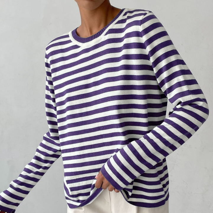 Drune | Elegantes Gestreiftes T-Shirt Leichter Stoff