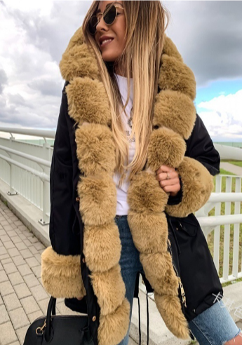 Drune | Pufferjacke aus Kunstpelz mit Kapuze für Frauen