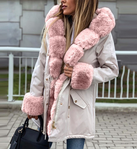 Drune | Pufferjacke aus Kunstpelz mit Kapuze für Frauen