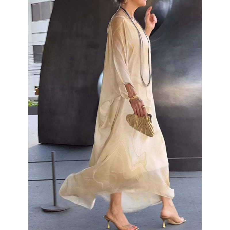 Drune | Chiffon-Kleid mit Marmorprint