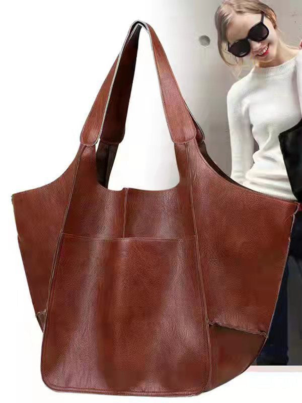 Drune | Einfach Große Tasche Weiches Leder Große Kapazität Ein Schulter Tragbare Tote Tasche