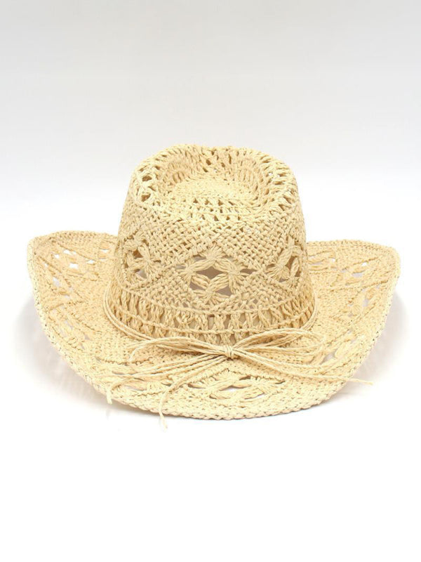Drune | Neuer Hohler Cowboyhut, Handgestrickter Strohhut, Jazzhut Mit Erhöhtem Rand