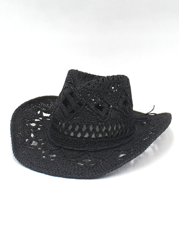 Drune | Neuer Hohler Cowboyhut, Handgestrickter Strohhut, Jazzhut Mit Erhöhtem Rand