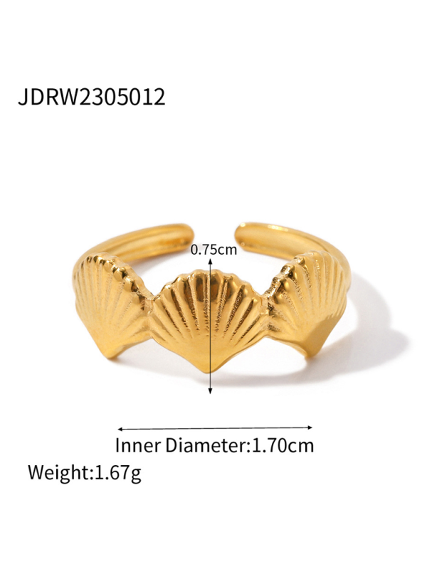 Drune | Neuer Strandstil Ozeanelement Muschel Seestern Ring