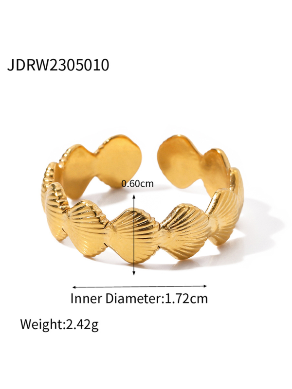 Drune | Neuer Strandstil Ozeanelement Muschel Seestern Ring