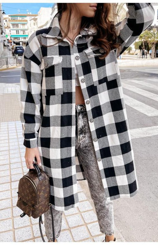 Drune | Plaid Shacket - Leichte Wärme - Knopfverschluss-Stil - Lässige Schicht