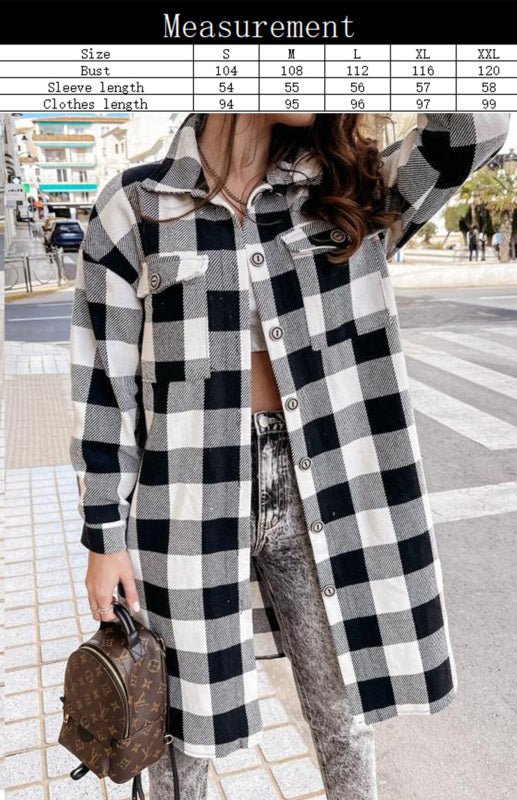 Drune | Plaid Shacket - Leichte Wärme - Knopfverschluss-Stil - Lässige Schicht