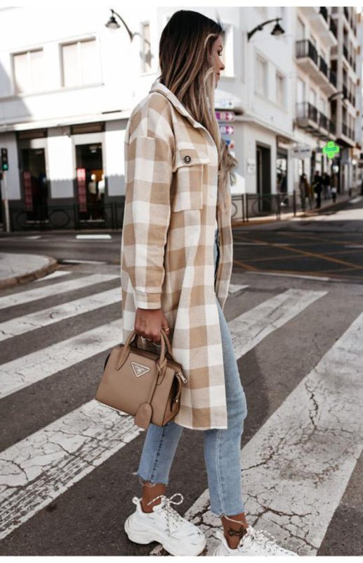 Drune | Plaid Shacket - Leichte Wärme - Knopfverschluss-Stil - Lässige Schicht