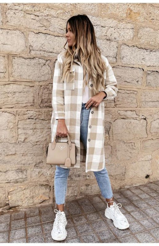 Drune | Plaid Shacket - Leichte Wärme - Knopfverschluss-Stil - Lässige Schicht