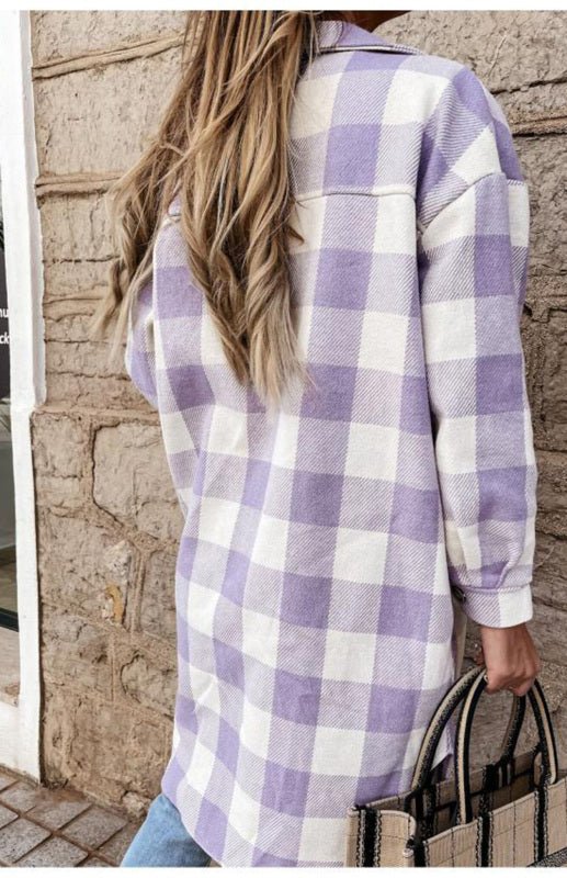Drune | Plaid Shacket - Leichte Wärme - Knopfverschluss-Stil - Lässige Schicht