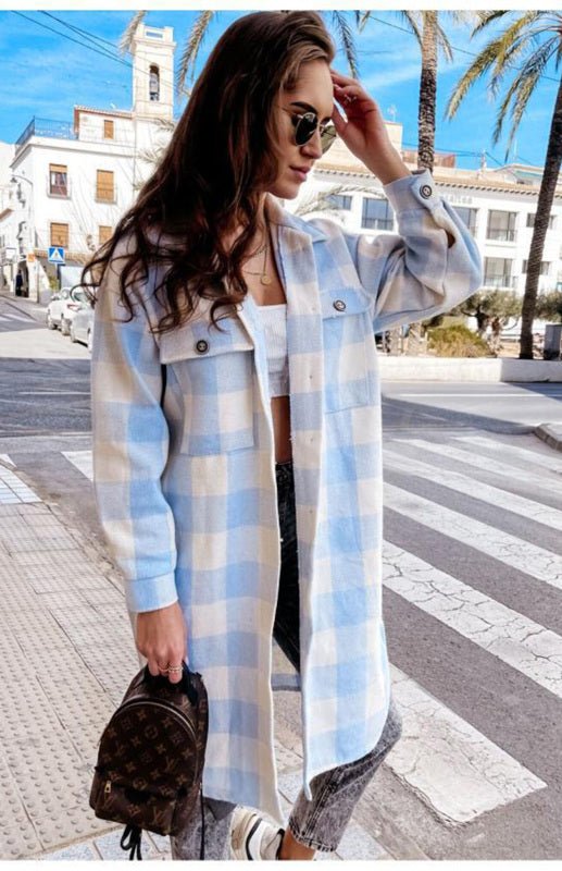 Drune | Plaid Shacket - Leichte Wärme - Knopfverschluss-Stil - Lässige Schicht