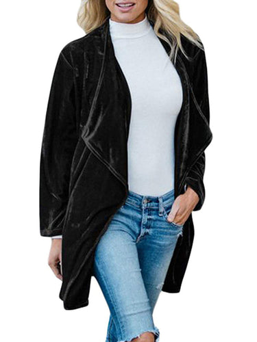 Drune | Einfarbiger Offener Front Samt Blazer