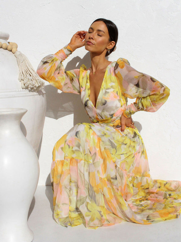 Drune | Strahlendes Langarm-Maxi-Kleid
